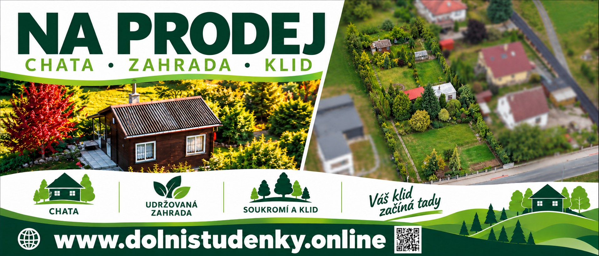 Prezentační grafika k prodeji chaty a zahrady